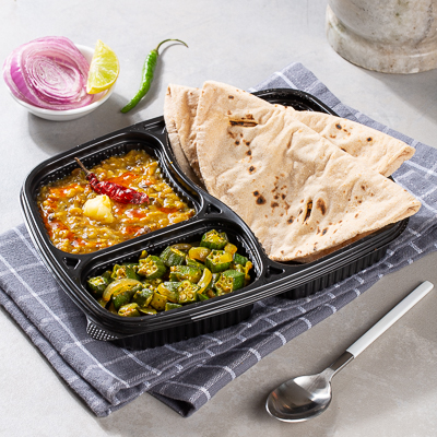 Bhindi & Mix Dal & 2 Roti Meal Pack